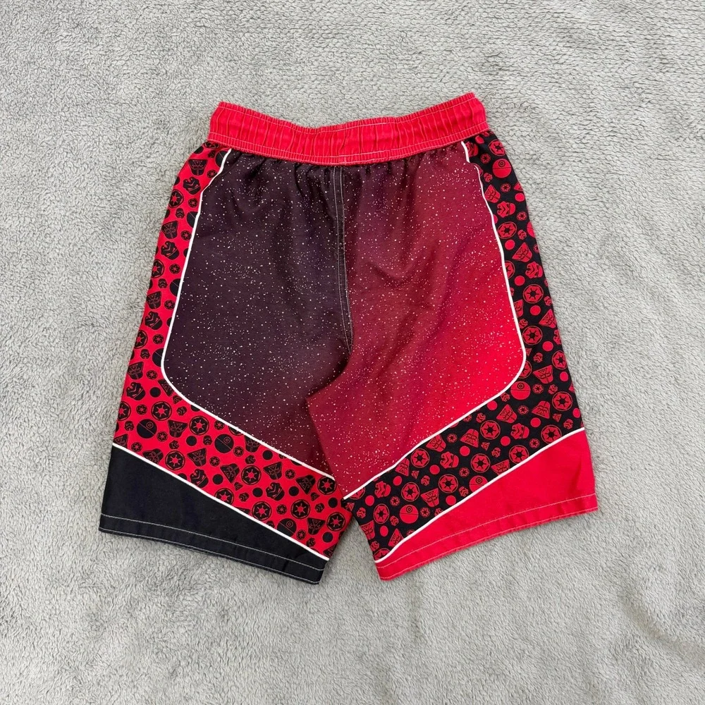 Star Wars Swim Trunks Boys 8 Red Darth Vader Stormtrooper Board Shorts